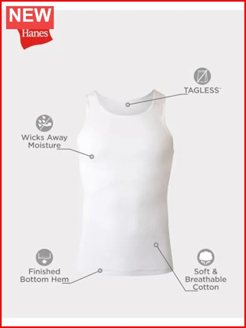 Men's Cotton Tank Undershirt Pack, Moisture-Wicking, Breathable, Multi-Pack